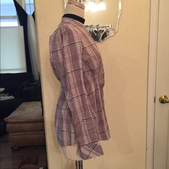 Pins and needles purple plaid button up top s - Picture 3 of 7